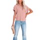 thumbnail image 1 of VISgogo Mujer Camisa Suelta, Manga Corta Solapa Cuello Botones Blusa Calle Casual Fiesta Color Sólido Tops VISgogo moda, 1 of 5