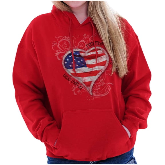 Remember Our Soldiers USA Flag Heart Hoodie Sweatshirt Women Brisco Brands X