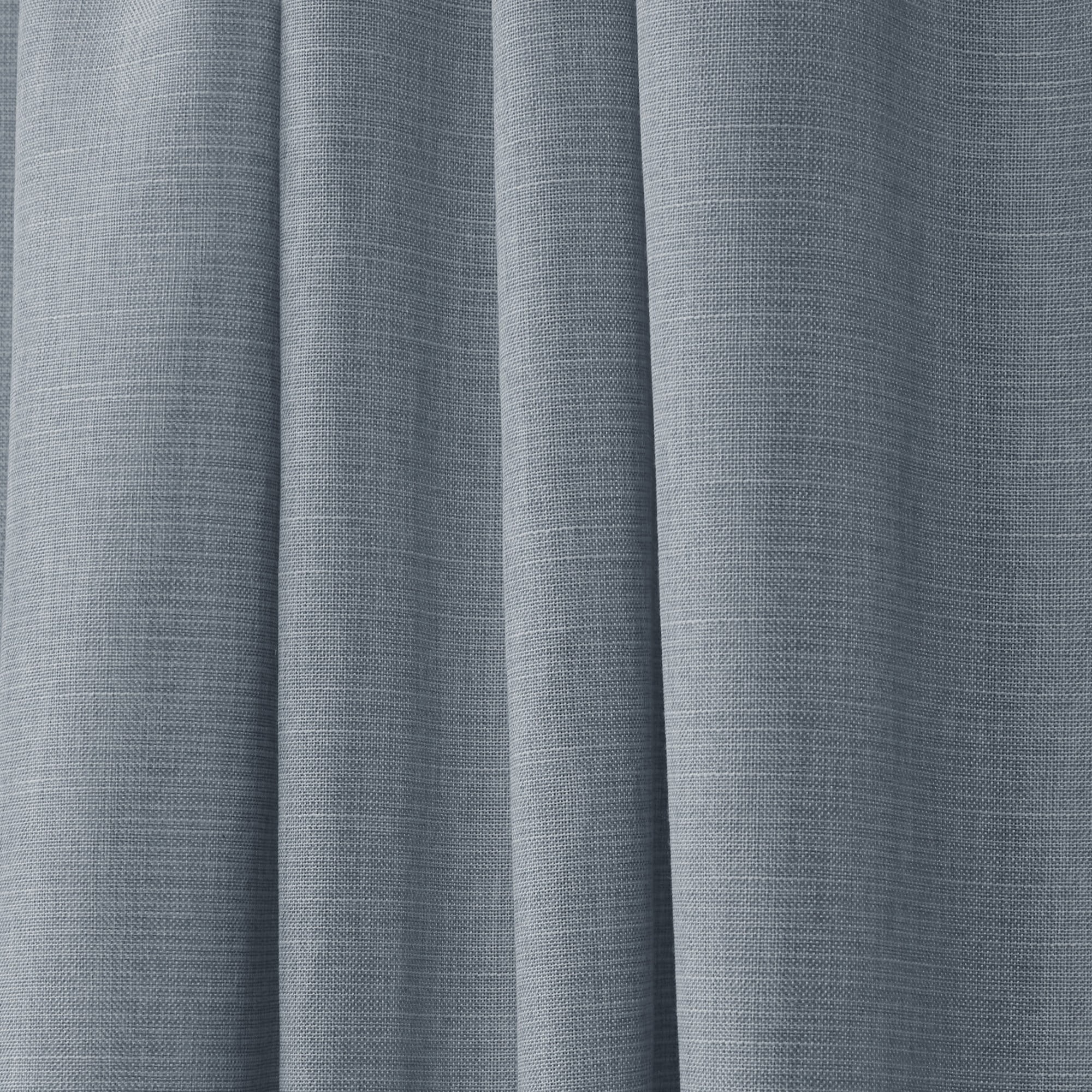 Nicole Miller Faux Linen Slub Textured Hidden Tab/Rod Pocket Top Light Filtering Curtain Panel Pair, 54"x96", Chambray Blue