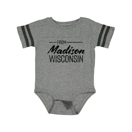 

Inktastic From Madison Wisconsin in Black Distressed Text Gift Baby Boy or Baby Girl Bodysuit