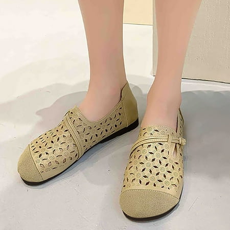 

Women s Leisure Four Seasons Hollow Non Slip Flat Round Toe Breathable Slip On Lazy Mesh Shoes