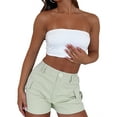 thumbnail image 2 of Biekopu Women Shorts, High Waist Button Zipper Closure Casual Daily Solid Short Pants with Pockets, 2 of 7