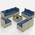thumbnail image 6 of UDPATIO 9 Pieces Outdoor Patio Furniture Set, Outdoor Wicker Patio Conversation Set with Cushions for Backyard, Porch, Garden(Navy), 6 of 9