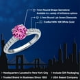 thumbnail image 2 of Gem Stone King 10K White Gold Pink Created Sapphire and Lab Grown Diamond Engagement Ring for Women | 1.86 Cttw | Round 7MM | Gemstone September Birthstone | Size 7, 2 of 6
