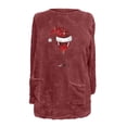 thumbnail image 4 of Pisexur Fuzzy Chandails de Noël pour Femmes Doublés en Molleton à Manches Longues à Col Rond Chandail d'Hiver Chaud Imprimé Verres de Vin Rouge Chandail de Noël à Enfiler Hauts avec Poches, 4 of 4