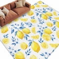 thumbnail image 2 of Rectangle Area Rugs 8 x 10 Ft, Watercolor Lemons Non-Slip Residential Carpet, Summer Farmhouse Blue Floral Indoor Crawling Mats Runner Rugs for Living Room/Dining Room/Bedroom, 2 of 9