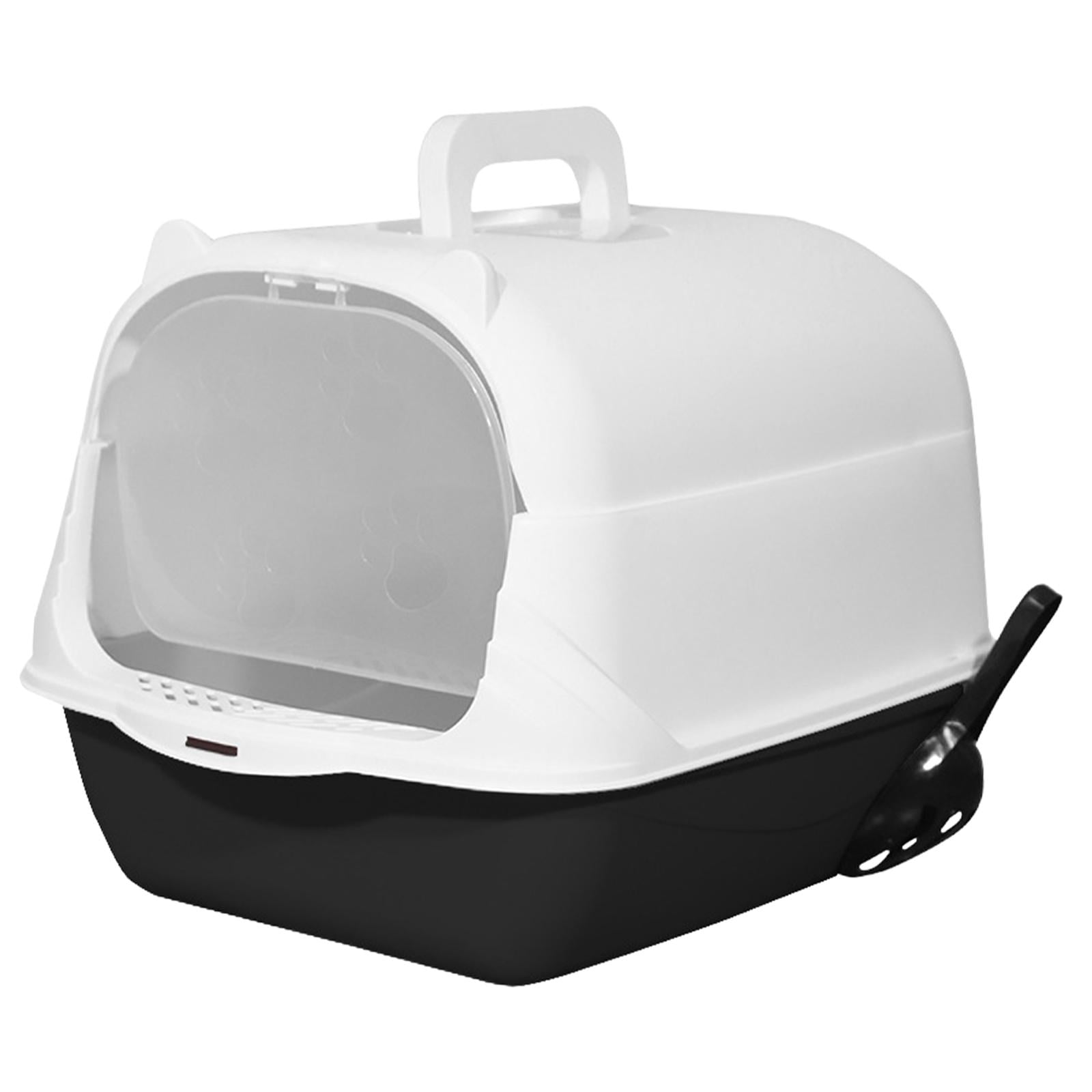 Hooded Cat with Lid Enclosed Cat Toilet Reusable Cat Litter Tray Handheld Black
