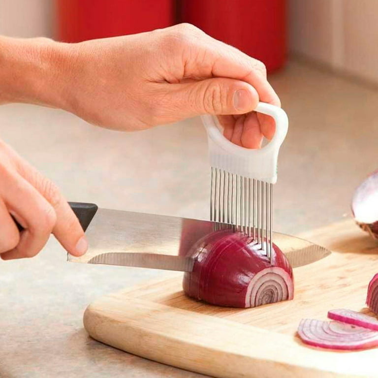 Onion Holder Slicer Vegetable Tools Tomato Cutter Aid Kitchen Gadgets Peel Guide