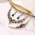 thumbnail image 4 of Luxury Wedding Bridal Jewelery for Women Austrian Crystal Teardrop Cluster Statement Necklace Dangle Earrings Link Bracelet Set, 4 of 4