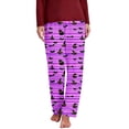 thumbnail image 4 of Women's Halloween Pajama Pants Purple Striped Black Cat Witch Hat Print Lounge Pants Elastic Waist Soft Sleepwear Casual Pj Bottoms for Lounge Sleep, 4 of 5