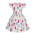thumbnail image 4 of Zhuashum Boho Dresses For Girls 2025 4-5 Years Toddler Easter Round Neck Flutter Sleeve Sundress Round Neck Dresses Fashion Playsuit Multicolour, 4 of 4