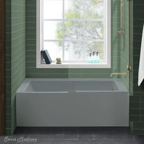 Voltaire 60" x 32" Right-Hand Drain Alcove Bathtub with Apron and Armrest in Matte Gray