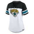 thumbnail image 2 of Women's Fanatics White/Black Jacksonville Jaguars Athena Rhinestone Lace-Up V-Neck T-Shirt, 2 of 3