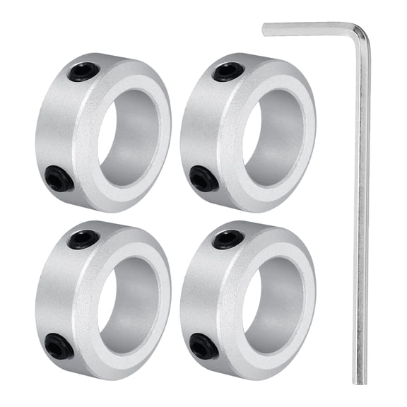 Uxcell Shaft Collar 16mm/ 5/8 Inch Bore Aluminum Set Screw Style Clamping Collars Hexagon Wrench Silver 4Pcs