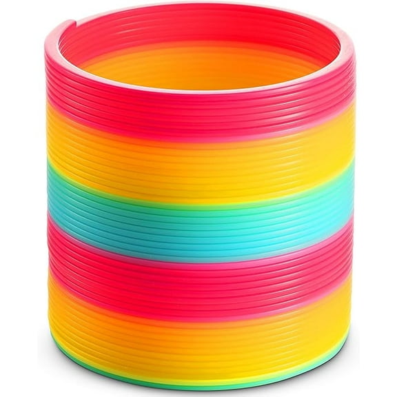 Jumbo Rainbow Spring Coil Toy - 6" Plastic Giant Spring Coil Toys for Kids, Big Spring Toys for Boys and Girls, Neon Colorful Rainbow Coil Spring for Party Favor, Great for Prizes, Gifts, Birthday