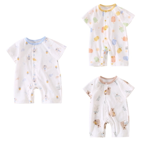 SROBPTY Newborn Boys Girls Print Short Sleeve Romper for 0-24M Summer White, 59
