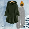 thumbnail image 5 of Lovskoo Women's 2 Piece Pajamas Outfit Fuzzy Fleece Fall and Winter Plush Warm Hoodie Solid Color Set Long Sleeve Hoodie Set B-Green, 5 of 5