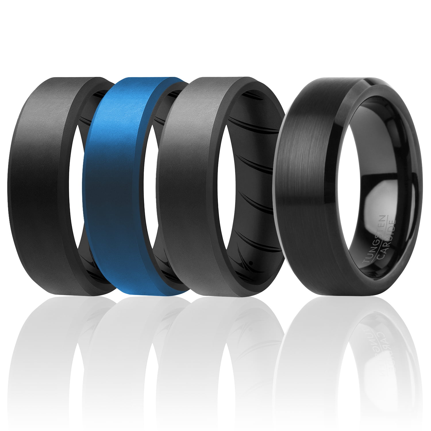 ROQ ROQ Silicone Rings for Men 4 Pack of Silicone Rubber Bands