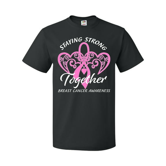 Inktastic Staying Strong Together with Pink Breast Cancer Ribbon T-Shirt