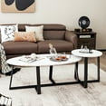 thumbnail image 2 of Costway Moderne Table Basse Ensemble de 2 Faux Marbre Ensemble de Table d'Imbrication pour Salon Bureau, 2 of 10