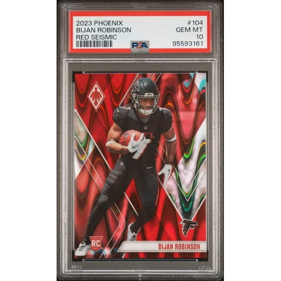 Graded 2023 Panini Phoenix Bijan Robinson #104 Red Seismic /199 Rookie RC Football Card PSA 10 Gem Mint