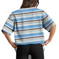 thumbnail image 6 of Garbnen Striped Oversized Tshirts for Women Plus Size Crew Neck Women's Short Sleeve Shirts Loose Fit Color Block Lightweight Trendy Tunics Tops for Women Blue M, 6 of 6