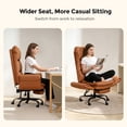thumbnail image 2 of Patbrela Big and Tall Office Chair, PU Leather Swivel Desk Chair Ergonomic Computer Chairs with Adjustable Armrests, Brown, 2 of 10