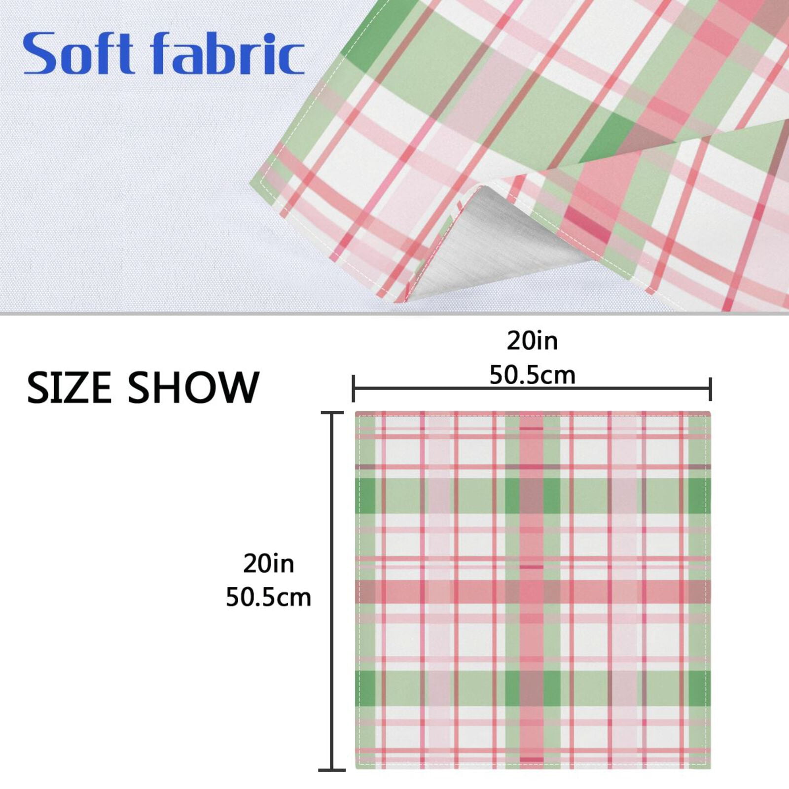 JSTEL Pink Checkered Grid Cloth Napkins Set of 6, 20x20 Inch Washable and Reusable Napkin for Decoupage Dinner Party Everyday Use