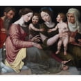 thumbnail image 3 of Vincent Sellaer 14x12 Black Modern Framed Museum Art Print Titled - The Holy Family with the Infant St John, St Elizabeth and St Anna (1537 - 1544), 3 of 5