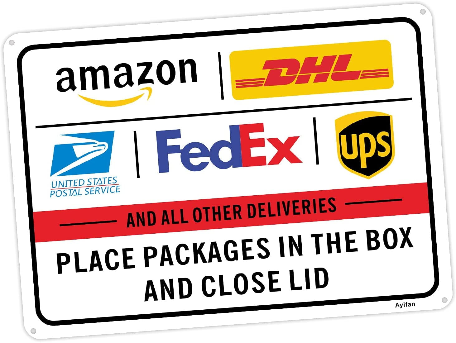 UPS METAL SIGN WITH AMAZON AND UNITED STATES POSTAL 14" X 10" FED EX 