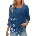 thumbnail image 6 of HAPIMO Women' Plus Size Summer Tops for Women Round Neck Tees Flowy Casual Loose Flower Print Tops Fashion Clothes Elegant Pleated Blouses Dressy Tunic Multicolor XL, 6 of 9
