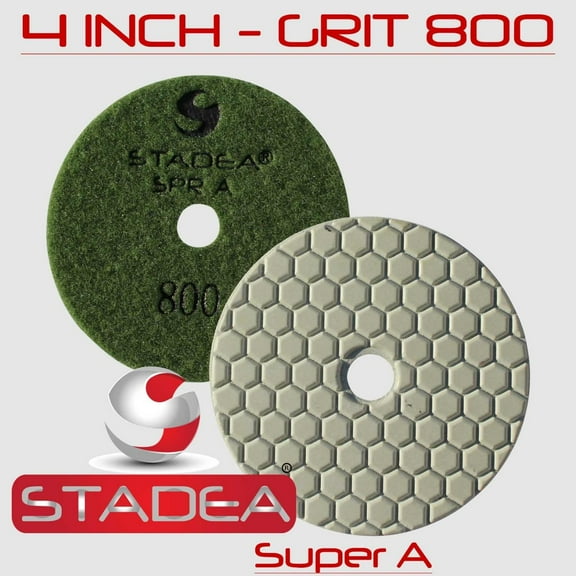 Stadea DPPD04SPRA800G1P Dry Concrete Diamond Polishing Pad for Concrete Granite Travertine Stone Marble Glass Polishing with 4-Inch Grit 800