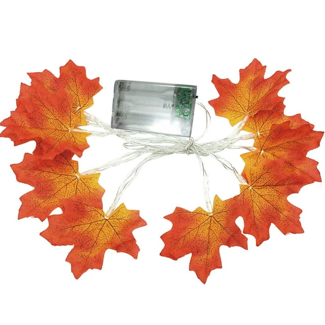 2M 20LED Lighted Fall Autumn Maple Leaves Garland Halloween Decoration