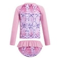 thumbnail image 6 of Lejafay Baby Toddler Girls Long Sleeve Swimsuit Floral Rash Guard Sun Protection Pink Serpentine 8, 6 of 8