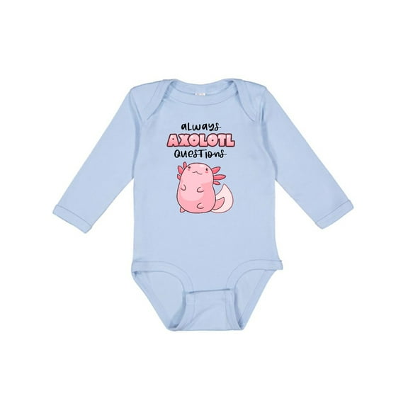 Inktastic Always Axolotl Questions Cute Curious Axolotl Boys or Girls Long Sleeve Baby Bodysuit
