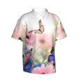 thumbnail image 2 of Daiia Butterfly And Flowers Hawaiian Shirt for Men Gentle Cotton Regular Short Sleeve Casual-3X-Large, 2 of 9