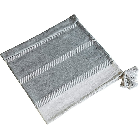A&B Home Throw Blanket - Light Gray and White Stripe Woven Cotton Blend Blanket, 50" x 60"