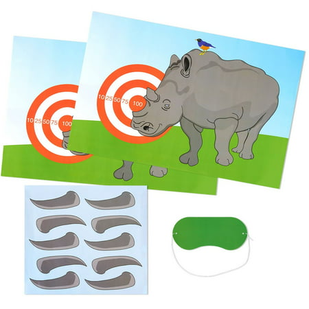 Best Paper Greetings Children Party Games - Pin The Horn on The Rhino, Birthday Party Games, Kids Activities, Includes 2 Posters, 10 Horn Stickers 1 Blindfold Mask, 7 x 3.1 (Top 10 Best Board Games)