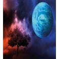 thumbnail image 3 of Space Duvet Cover Set, Tree of Life Theme with Moon Mystery Futuristic Fantasy Mythical Picture, Decorative 2 Piece Bedding Set with 1 Pillow Shams, Twin Size, Pink and Blue, by Ambesonne, 3 of 3