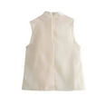 thumbnail image 2 of Sleeveless Crop Top Women Bowknot Semi Transparent Blouses Woman Ruched High Neck Elegant And Youth Women'S Blouses, 2 of 5