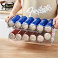 thumbnail image 3 of Refrigerator Beverage Organizer: Double-Layer Transparent PET Storage Box with Rolling Design for Cans & Bottles, Home Kitchen Space-Saving Solution, Export-Level Retractable Size 38*26*9cm, Easy, 3 of 6