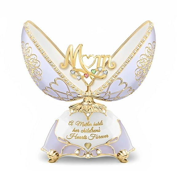 The Bradford Exchange Peter Carl Fabergé-Style Porcelain Egg For Mom Always In A Mother's Heart Music Box 6.5-inches