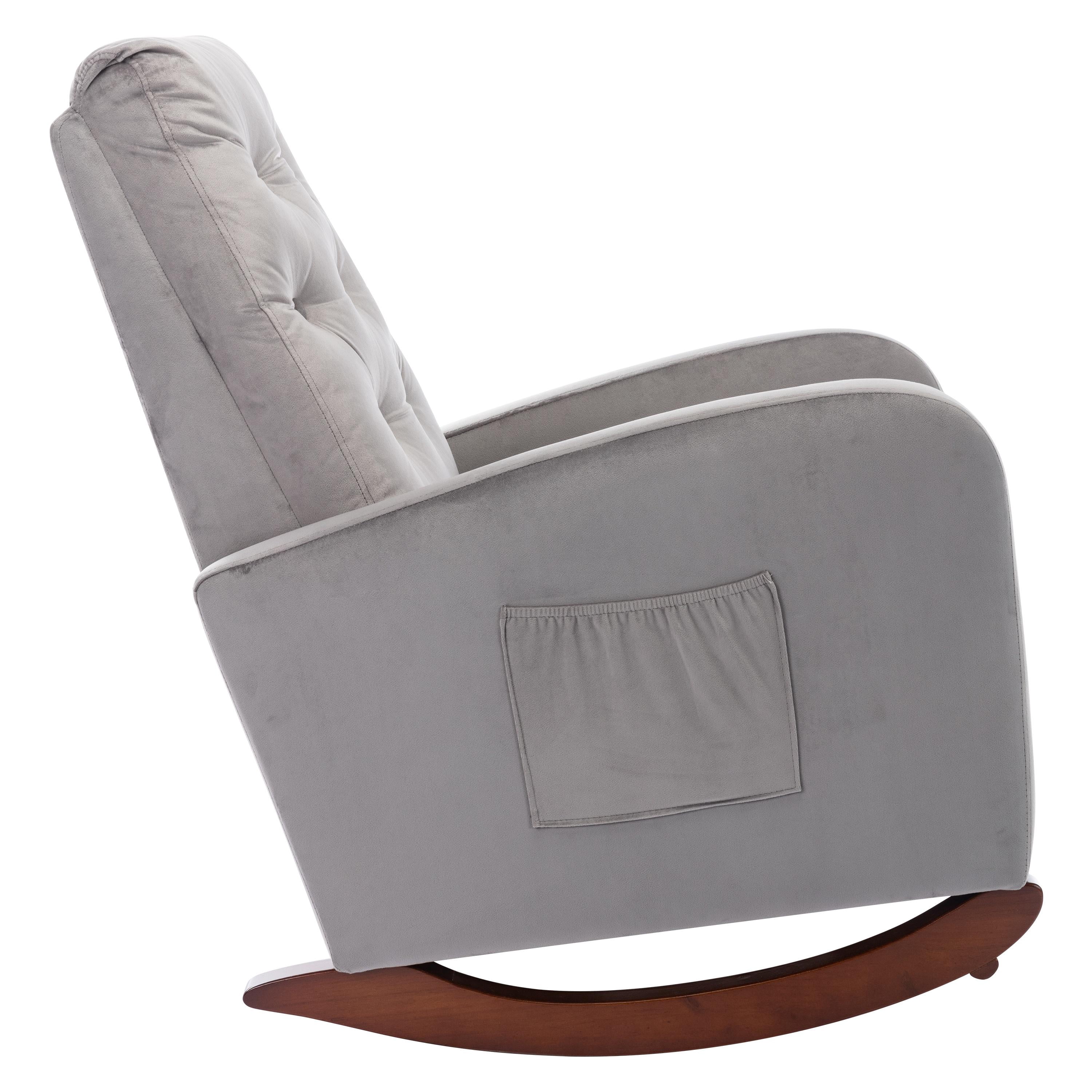 Glavbiku Modern Baby Room High Back Rocking Nursery Chair,Comfortable Rocker Armchair,Gray