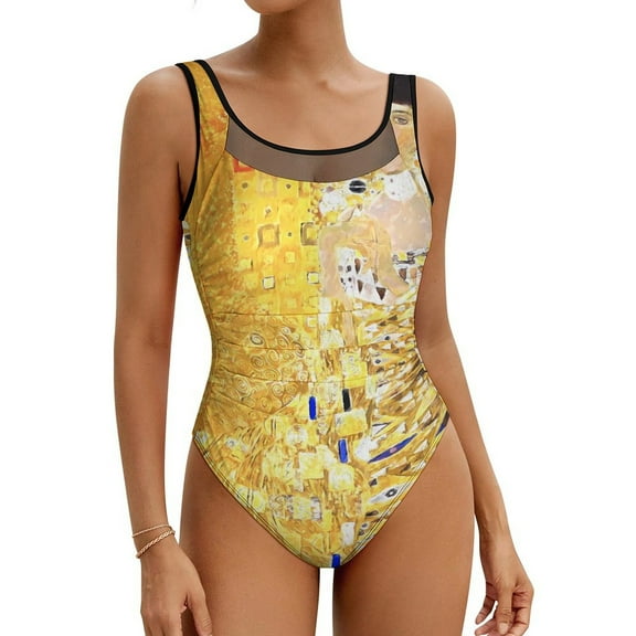 Gustav Klimt Swimsuit Sexy The Kiss Print One Piece Swimwear Push Up Swimsuits Vintage Sport Beach Wear