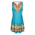 thumbnail image 4 of Summer Print Casual Dress for Women Sleeveless Button Down Collar Loose Fit Mini Flowy Comfortable Day Dress V Neck Sky Blue XL, 4 of 6
