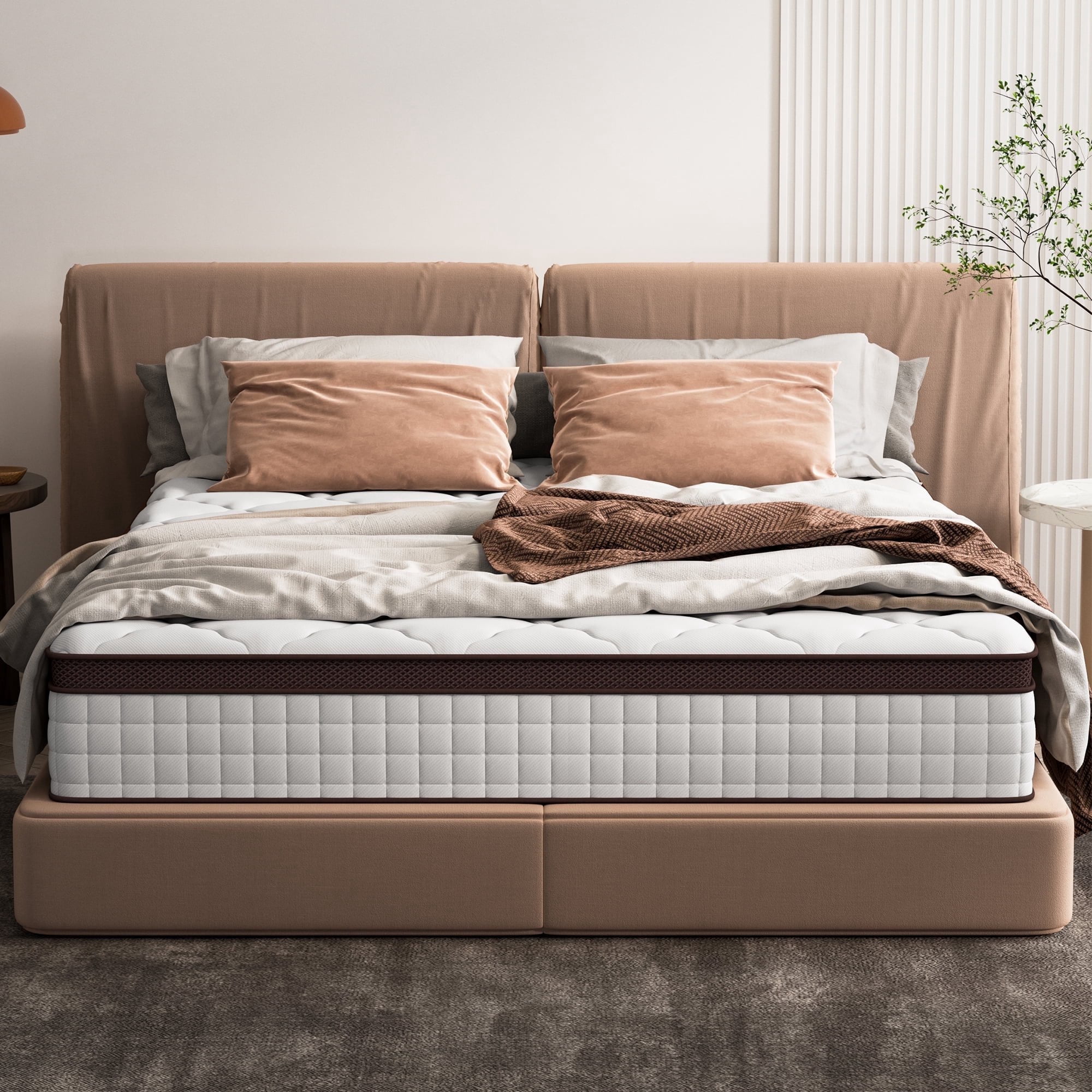 Twin Mattress, Waykar 10 inch Hybrid Cooling Memory Foam and 5-Zone Pocket Innersprings Mattress for Motion Isolation/ Edge Support/Back Pain Relief, Medium Firm, 75 x 40
