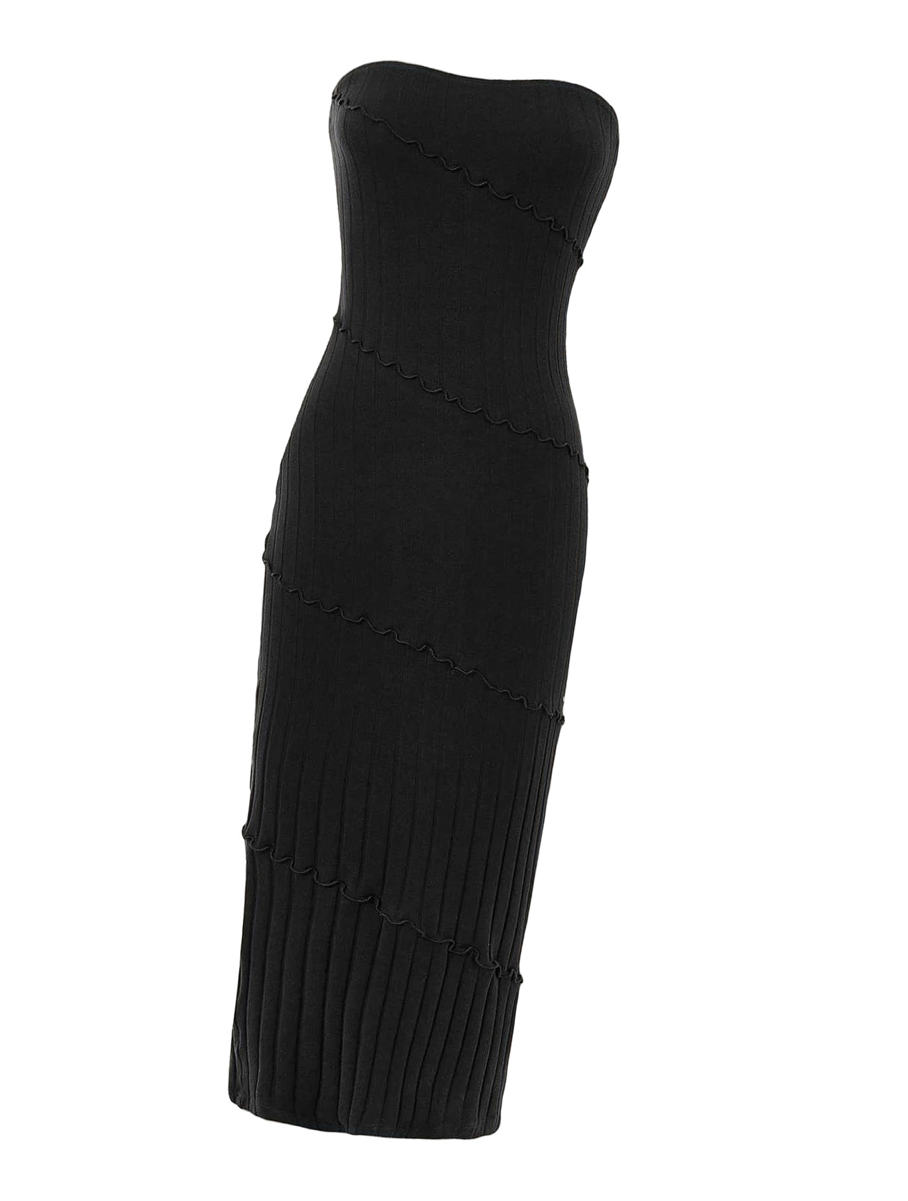 Elegant Solid Strapless Bodycon Dress Sleeveless Black (Women's Dresses