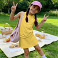 thumbnail image 2 of Summer Outfits for Child Girls Size 8 Casual Lounge Girls 2 Piece Outfits Tank Tops and Skirt Set Athletic Sets for Girls Yellow 11-12 Years, 2 of 6