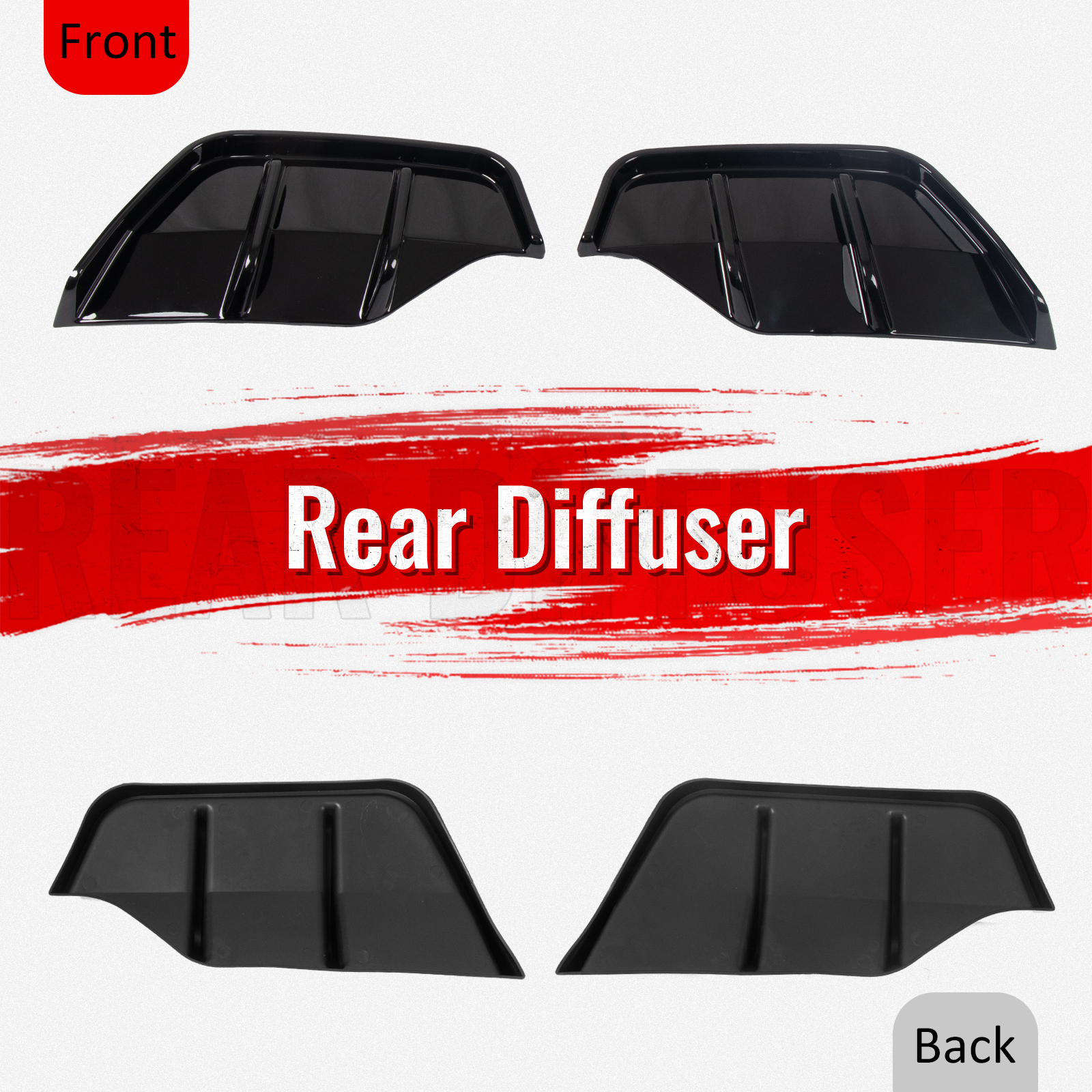 Ikon Motorsports Rear Aprons, Compatible with 2025-2026 Tesla Model Y Juniper,  IKON Style PP Polypropylene PP Gloss Black Rear Bumper Lip Lower Side Spat Valance Winglet Canard Protector 2PC
