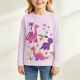 thumbnail image 3 of Long Sleeve Cute Dinosuar Graphic T Shirts for Girls Casual Fall Winter Clothes (Purple), 3 of 5
